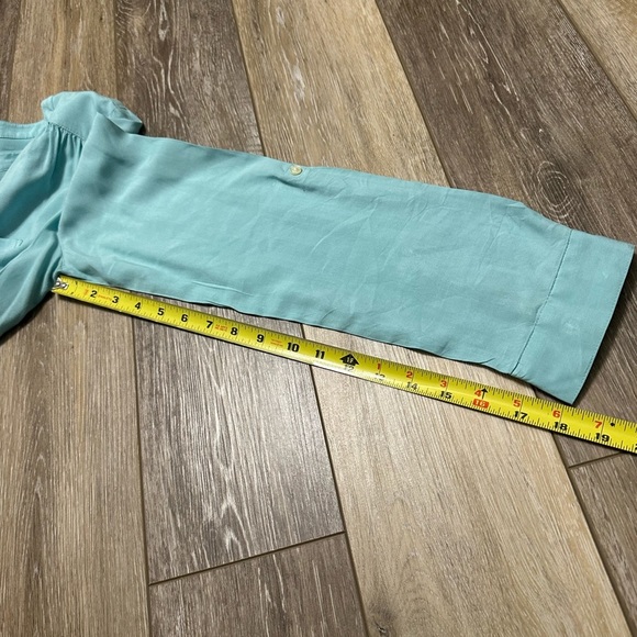 🛍️ Loft  Half button roll up sleeve top size medium light blue with excellent. - Picture 3 of 9